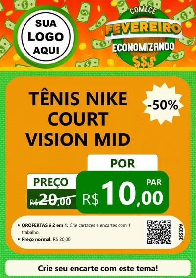 Modelo de Cartaz para Cartaz A4 Vertical com o tema Comece Fevereiro Economizando para Calçados