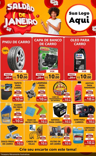 Modelo de Encarte para Encarte Grande com o tema Saldão de Janeiro para Auto peças