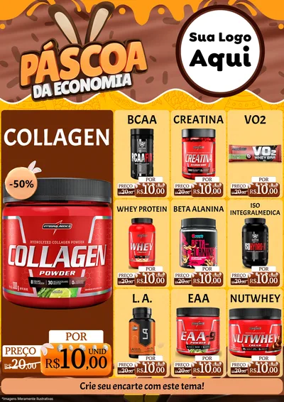 Modelo de Encarte para Encarte A4 Vertical com o tema Páscoa da Economia para Suplementos alimentares