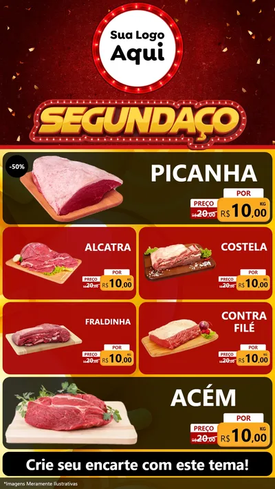 Modelo de TV para TV Vertical com o tema Segundaço para Açougue