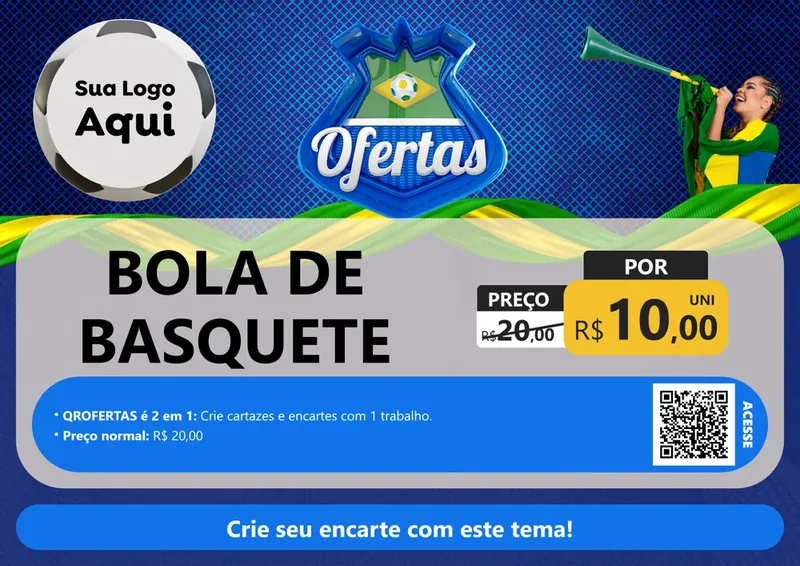 Modelo de Cartaz para Cartaz A4 Horizontal com o tema Ofertas (Futebol) para Artigos Esportivos