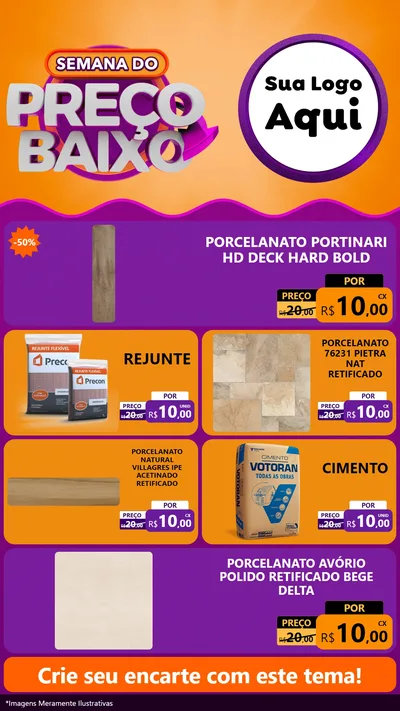 Modelo de TV para TV Vertical com o tema Semana do Preço Baixo para Pisos e revestimentos