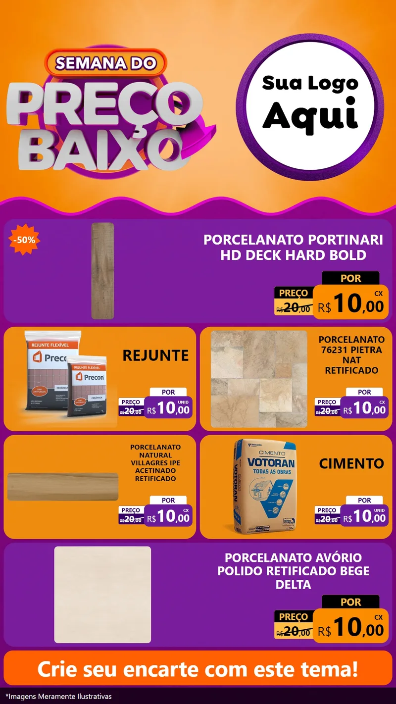 Modelo de TV para TV Vertical com o tema Semana do Preço Baixo para Pisos e revestimentos