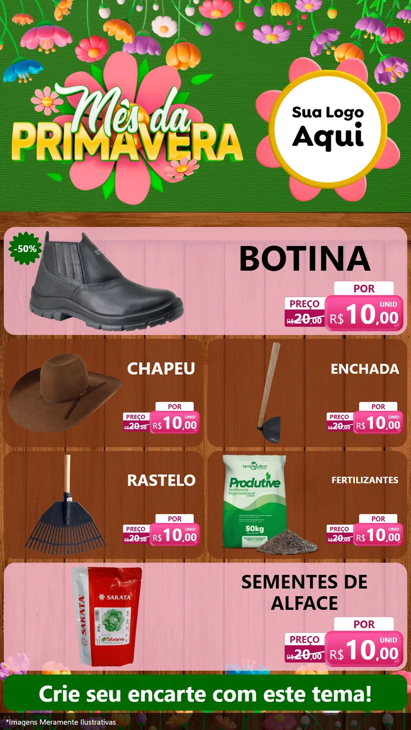 Modelo de TV para TV Vertical com o tema Mês da Primavera para Agropecuária