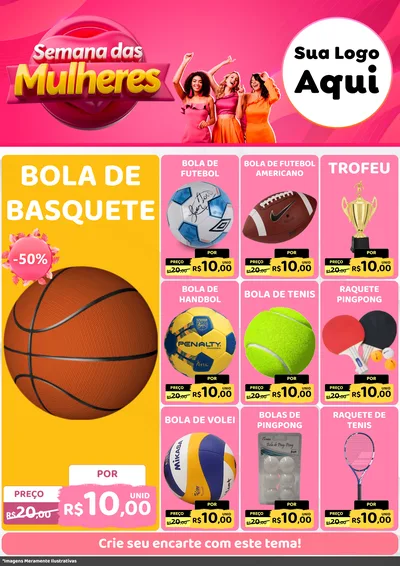 Modelo de Encarte para Encarte A4 Vertical com o tema Semana das Mulheres para Artigos Esportivos
