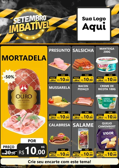 Modelo de Encarte para Encarte A4 Vertical com o tema Setembro Imbatível para Frios e Laticínios