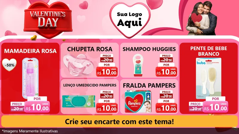 Modelo de TV para TV Horizontal com o tema Valentine's Day para Bebês