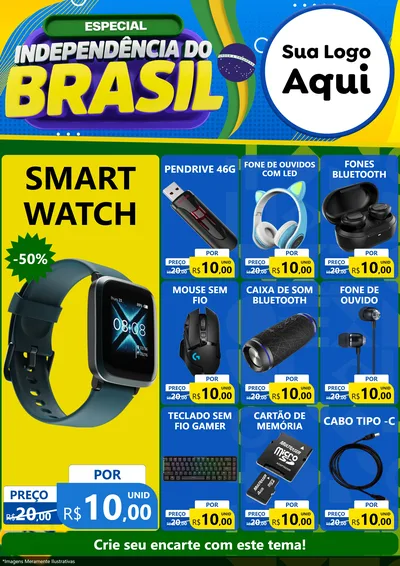Modelo de Encarte para Encarte A4 Vertical com o tema Especial Independência do Brasil para Informática