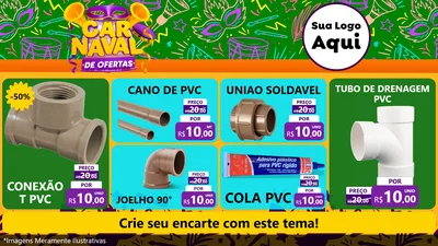 Modelo de TV para TV Horizontal com o tema Carnaval de Ofertas para Tubos e conexões