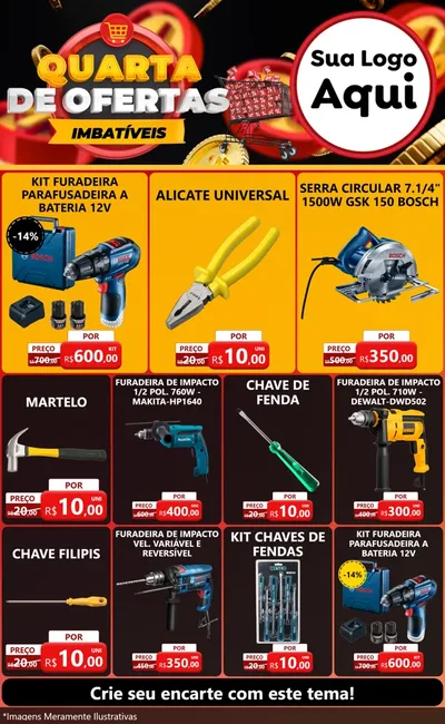 Modelo de Encarte para Encarte Grande com o tema Quarta de Ofertas Imbatíveis para Maquinas e Ferramentas