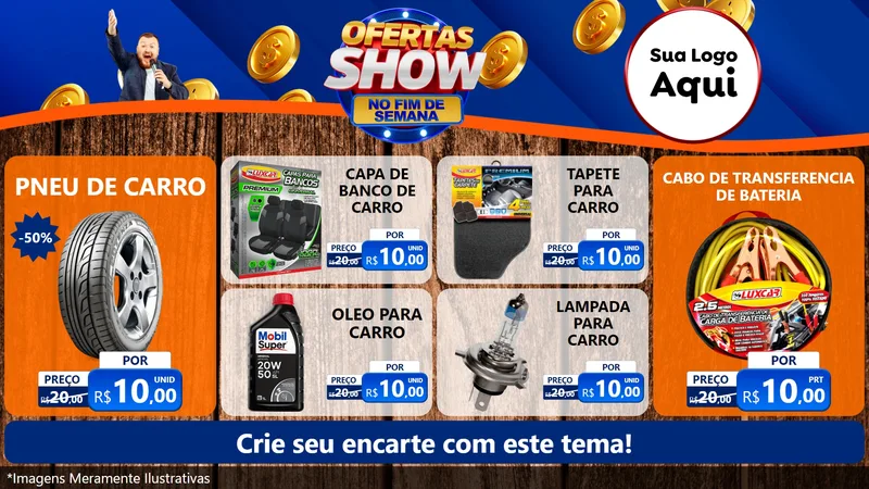 Modelo de TV para TV Horizontal com o tema Ofertas Show No Fim De Semana para Auto peças