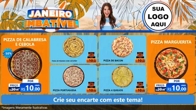 Modelo de TV para TV Horizontal com o tema Janeiro Imbatível para Pizzaria