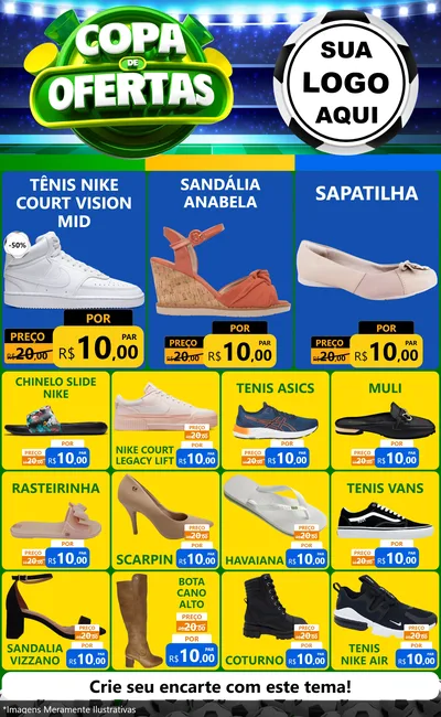 Modelo de Encarte para Encarte Grande com o tema Copa de Ofertas para Calçados