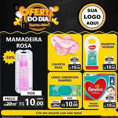 Modelo de Rede Social para Feed Facebook com o tema Oferta do Dia - Quarta Feira! para Bebês
