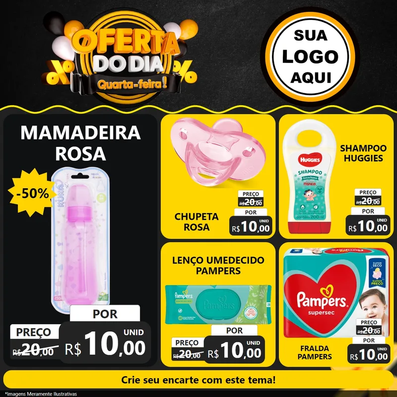 Modelo de Rede Social para Feed Facebook com o tema Oferta do Dia - Quarta Feira! para Bebês