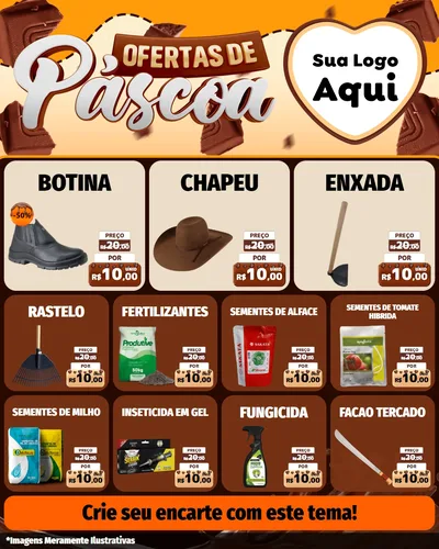 Modelo de Rede Social para Feed Instagram com o tema Ofertas de Páscoa para Agropecuária