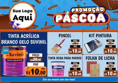 Modelo de Encarte para Encarte A4 Horizontal com o tema Promoção Páscoa para Tintas e Ferramentas