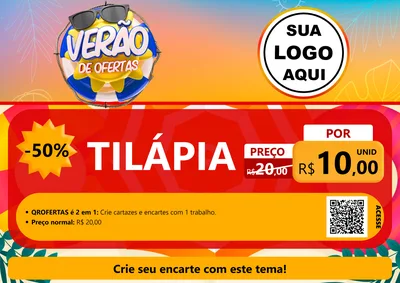Modelo de Cartaz para Cartaz A4 Horizontal com o tema Verão de Ofertas para Peixaria