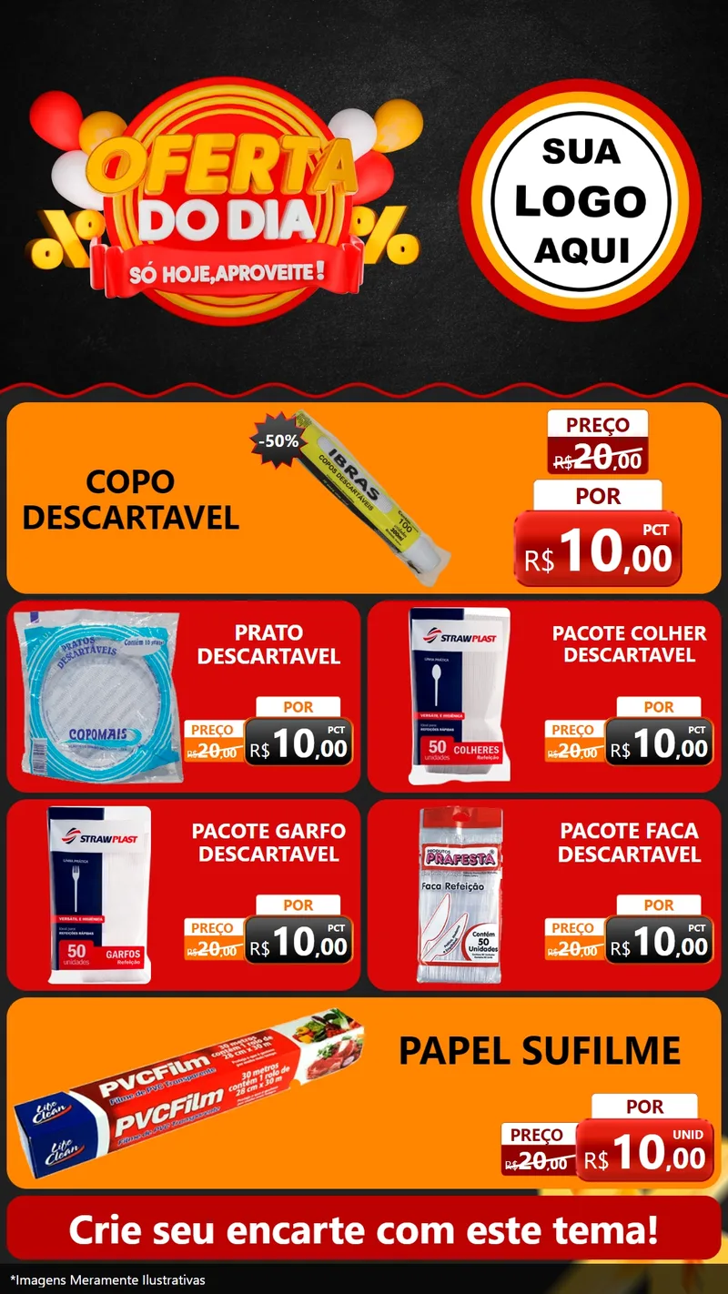 Modelo de TV para TV Vertical com o tema Oferta do Dia - Só hoje, Aproveite! para Embalagens