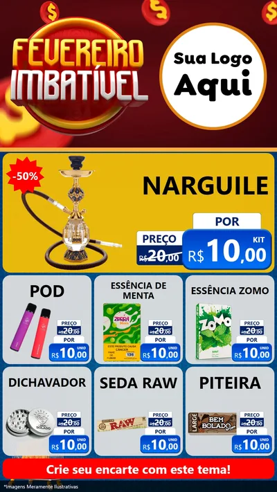 Modelo de Rede Social para Stories com o tema Fevereiro Imbatível para Tabacaria