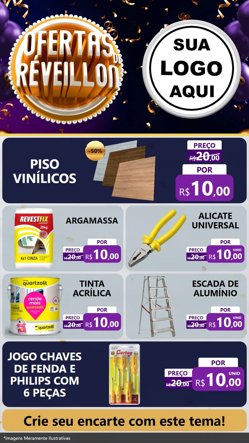 Modelo de TV para TV Vertical com o tema Ofertas de Réveillon para Material para Construção