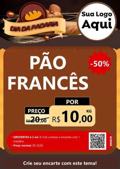 Modelo de Cartaz para Cartaz A4 Vertical com o tema Dia da Padaria para Padaria