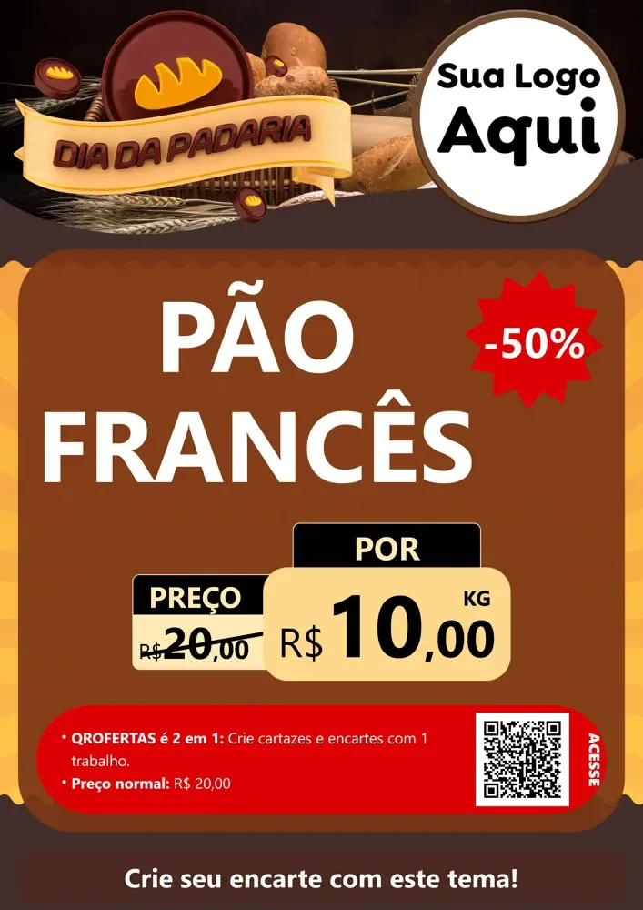 Modelo de Cartaz para Cartaz A4 Vertical com o tema Dia da Padaria para Padaria