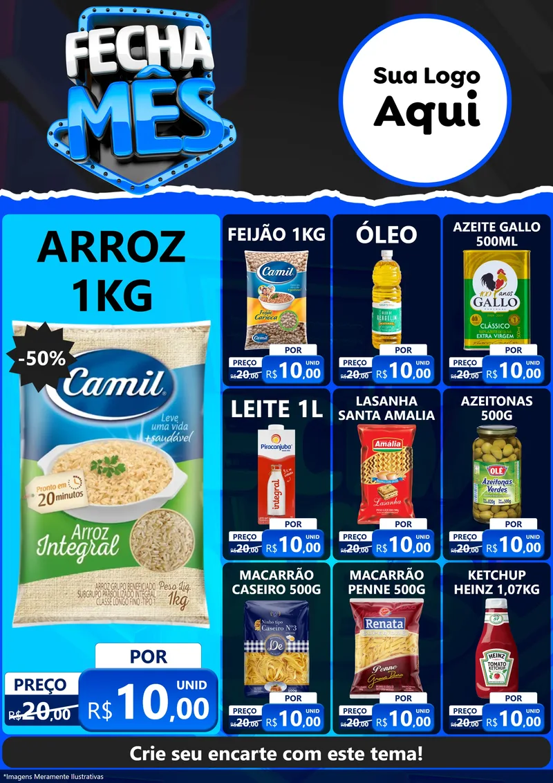Modelo de Encarte para Encarte A4 Vertical com o tema Fecha Mês para Supermercado
