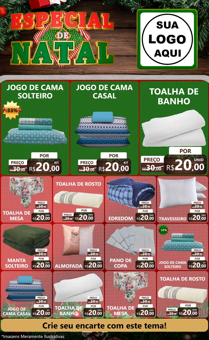Modelo de Encarte para Encarte Grande com o tema Especial de Natal para Cama, Mesa e Banho