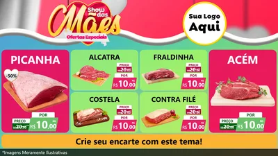 Modelo de TV para TV Horizontal com o tema Show das Mães - Ofertas Especiais para Açougue