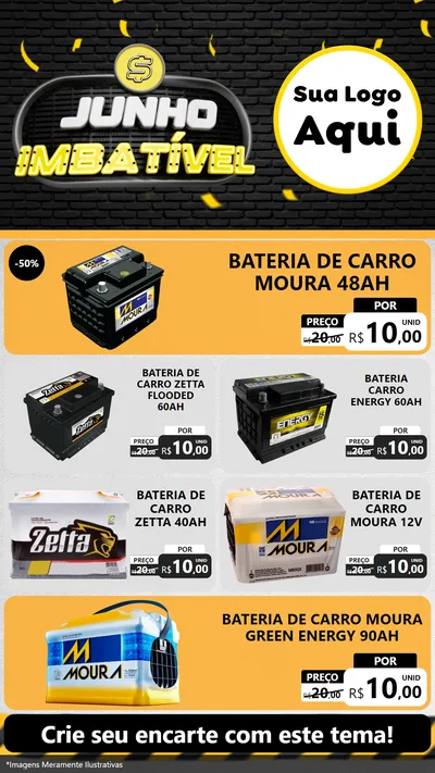 Modelo de TV para TV Vertical com o tema Junho Imbatível para Baterias Elétricas