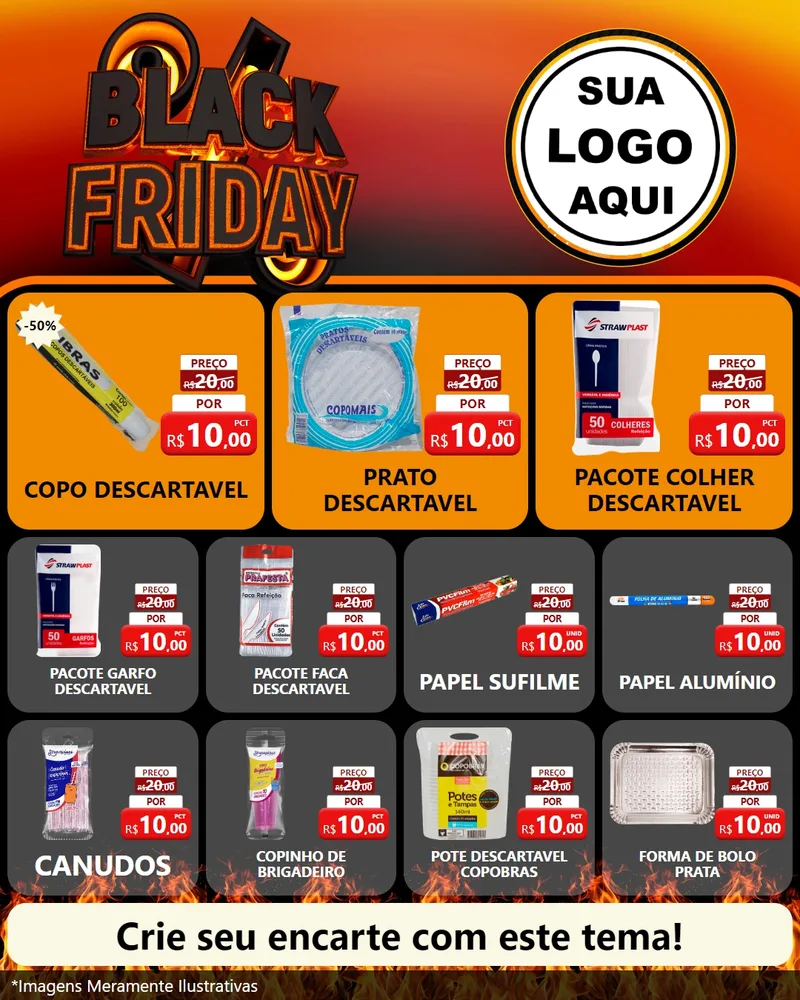 Modelo de Rede Social para Feed Instagram com o tema Black Friday para Embalagens