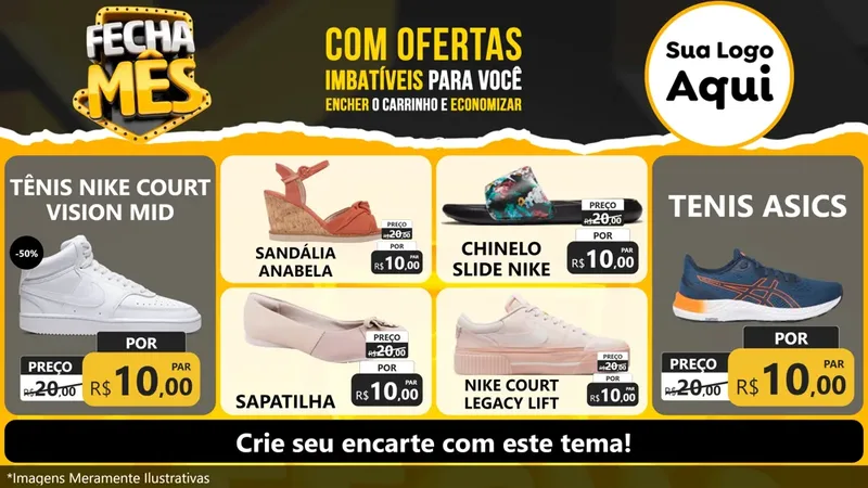 Modelo de TV para TV Horizontal com o tema Fecha Mês para Calçados