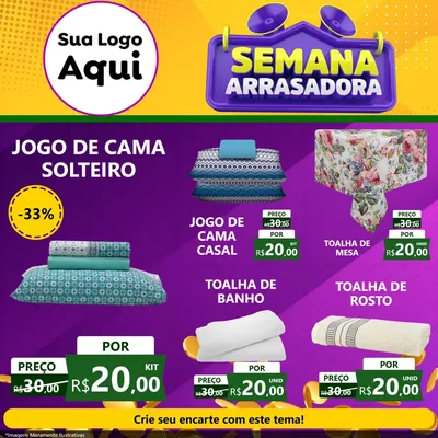 Modelo de Rede Social para Feed Facebook com o tema Semana Arrasadora para Cama, Mesa e Banho