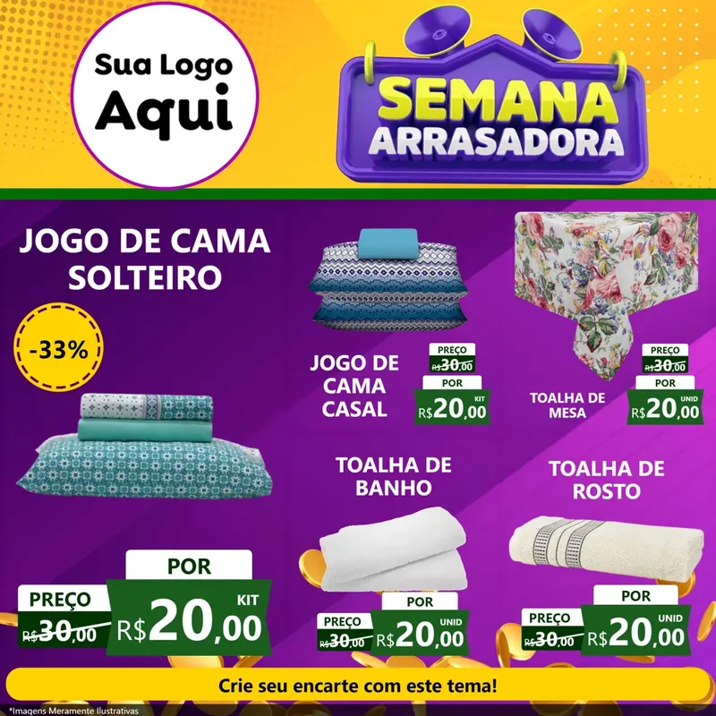 Modelo de Rede Social para Feed Facebook com o tema Semana Arrasadora para Cama, Mesa e Banho