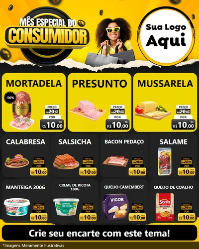 Modelo de Rede Social para Feed Instagram com o tema Mês Especial do Consumidor para Frios e Laticínios