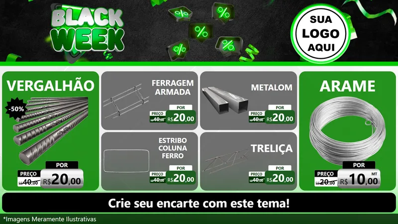 Modelo de TV para TV Horizontal com o tema Black Week para Ferragens