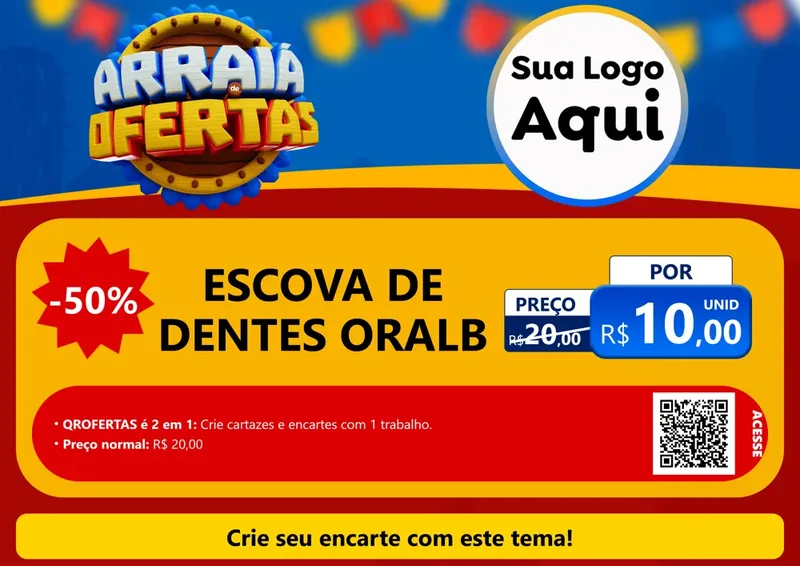 Modelo de Cartaz para Cartaz A4 Horizontal com o tema Arraiá de Ofertas - Junina para Higiene Pessoal