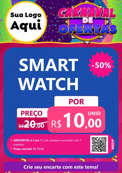 Modelo de Cartaz para Cartaz A4 Vertical com o tema Carnaval de Ofertas para Informática
