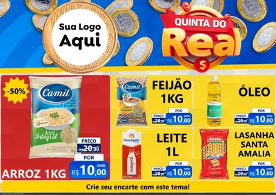 Modelo de Encarte para Encarte A4 Horizontal com o tema Quinta do Real para Supermercado