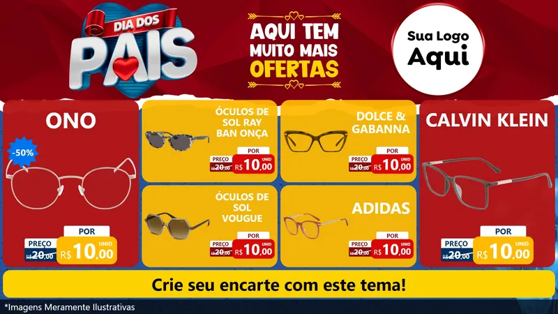 Modelo de TV para TV Horizontal com o tema Dia dos Pais para Óticas