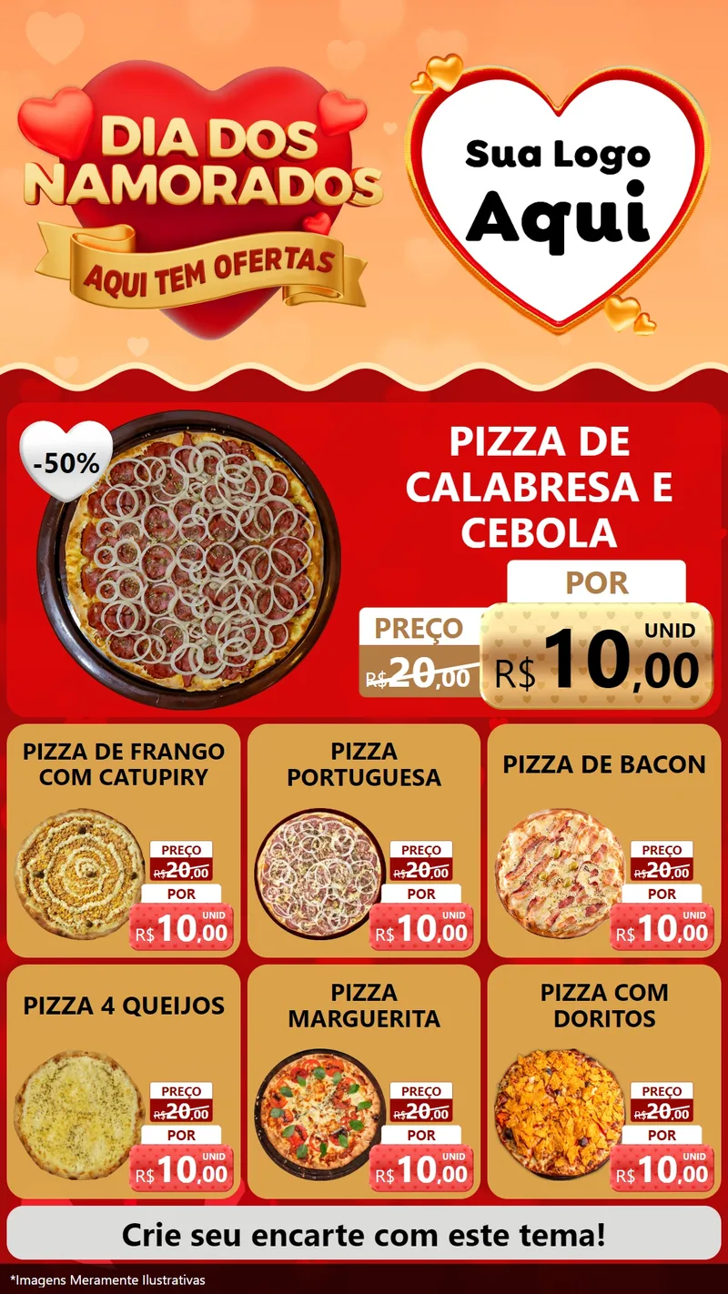 Modelo de Rede Social para Stories com o tema Dia dos Namorados - Aqui Tem Ofertas para Pizzaria