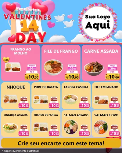 Modelo de Rede Social para Feed Instagram com o tema Valentine's Day para Restaurante