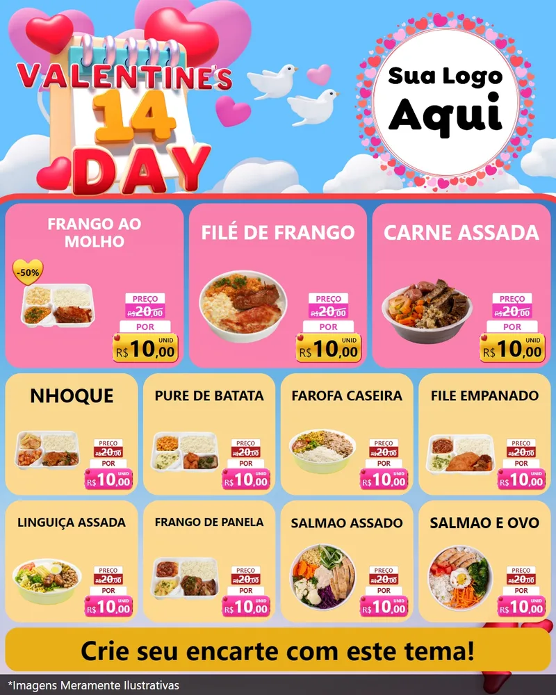 Modelo de Rede Social para Feed Instagram com o tema Valentine's Day para Restaurante