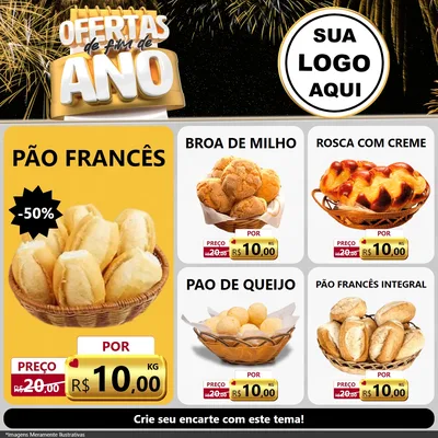Modelo de Rede Social para Feed Facebook com o tema Ofertas de Fim de Ano para Padaria