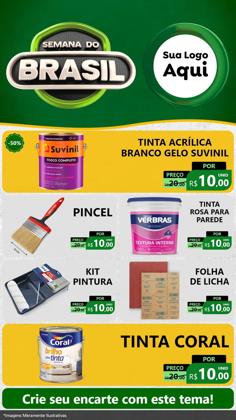 Modelo de TV para TV Vertical com o tema Semana do Brasil para Tintas e Ferramentas