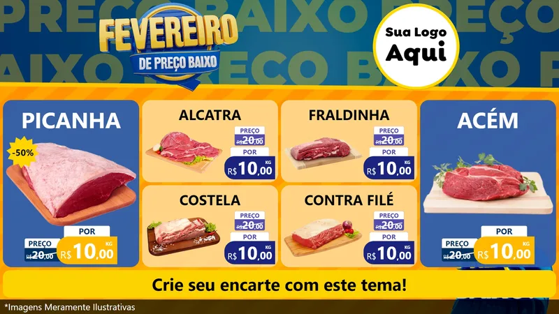 Modelo de TV para TV Horizontal com o tema Fevereiro de Preço Baixo para Açougue