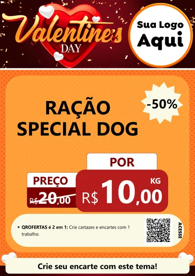 Modelo de Cartaz para Cartaz A4 Vertical com o tema Valentine's Day para Pet Shop