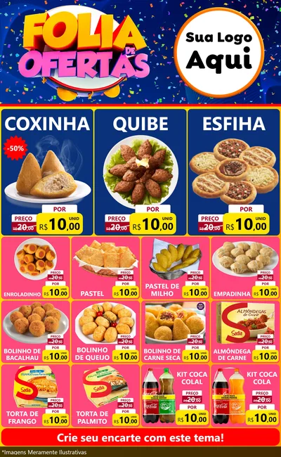 Modelo de Encarte para Encarte Grande com o tema Folia de Ofertas para Salgadaria