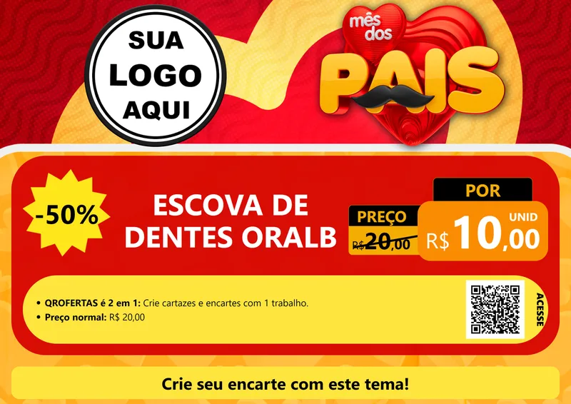 Modelo de Cartaz para Cartaz A4 Horizontal com o tema Mês Dos Pais para Higiene Pessoal